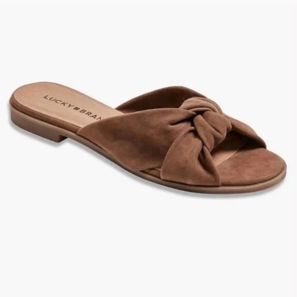 Lucky Brand Tan Suede Slide Sandals Sz 9M - Picture 1 of 5